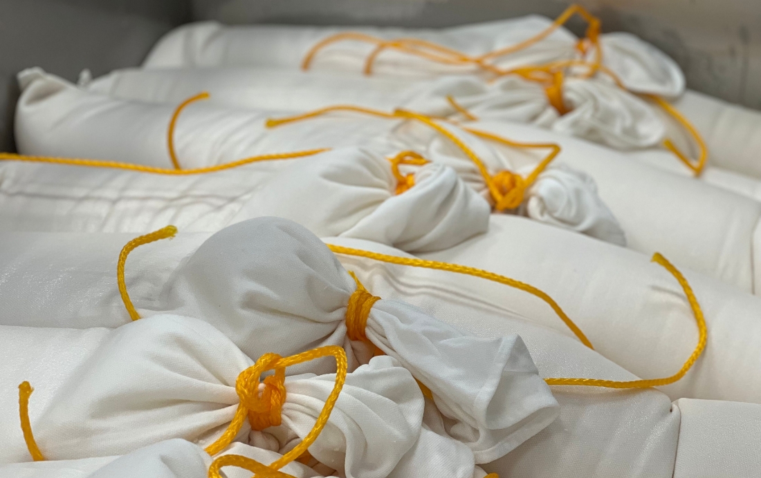special cotton bags called a sake bag